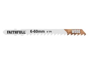 Faithfull Jigsaw Blades (5) Wood 6tpi 75mm Precise from WEBBS Builders Merchants