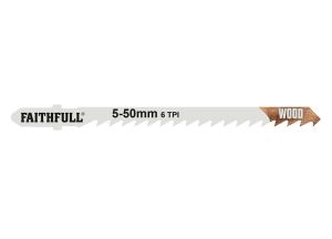 Faithfull Jigsaw Blades (5) Wood 6tpi 75mm Fast Curves from WEBBS Builders Merchants