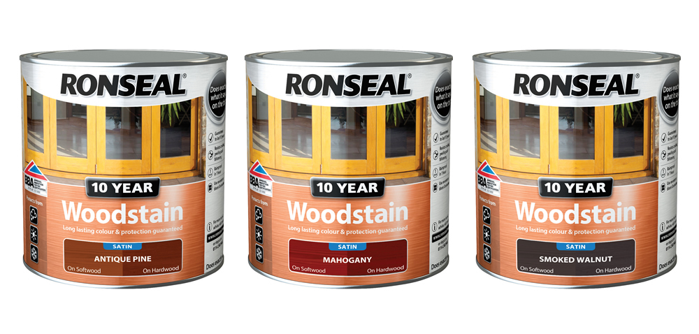 Ronseal 10 Year Woodstain  - 3 tins in a line